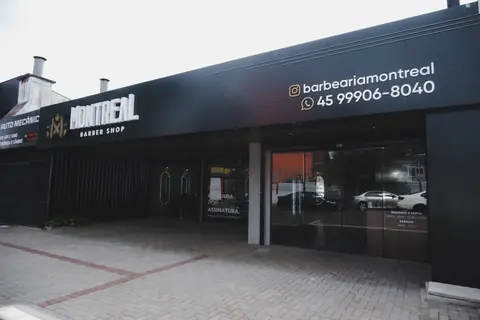 Fachada da Barbearia Montreal na Rua Manaus, 2626, no Cancelli, em Cascavel